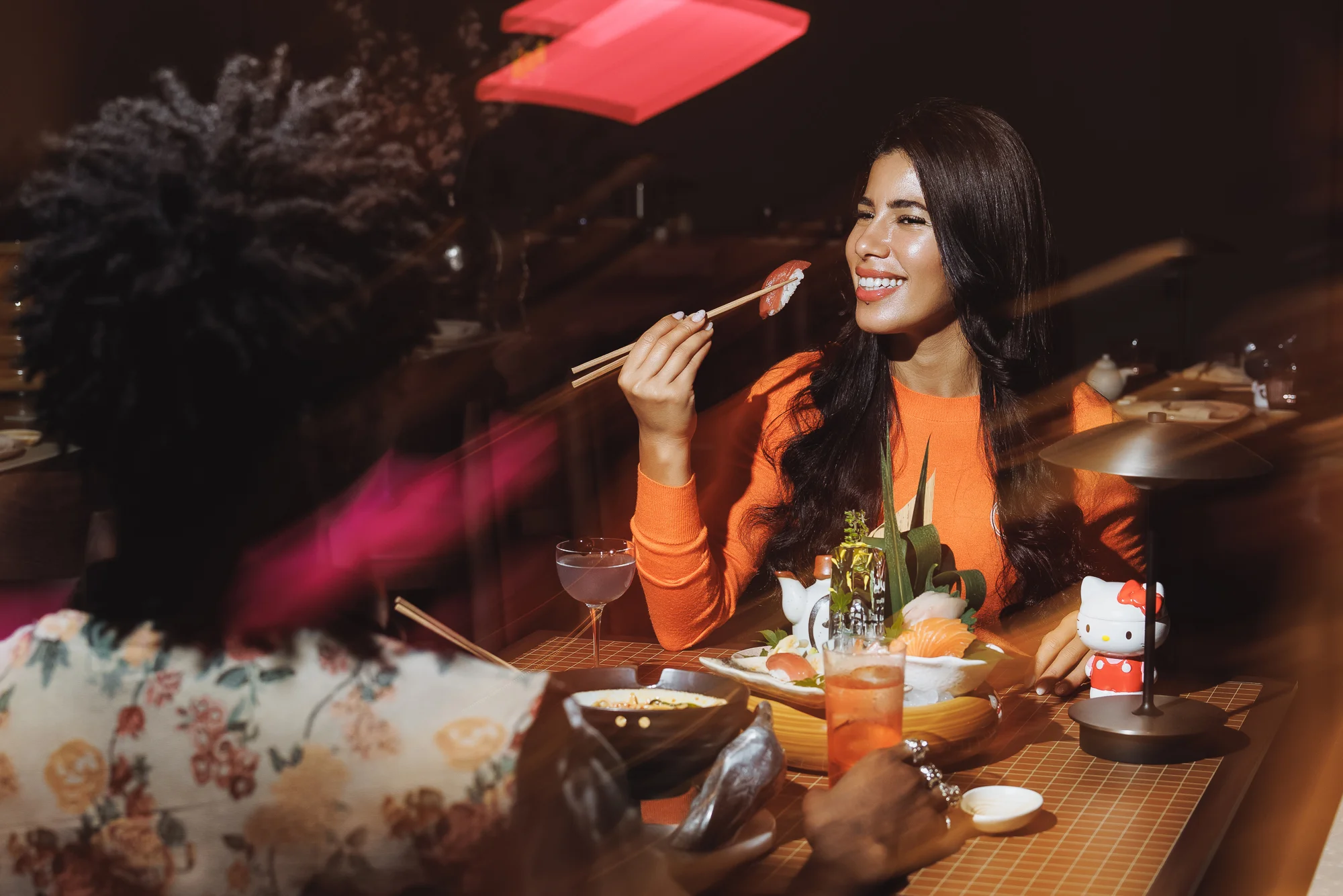 ladies enjoying Japanese food